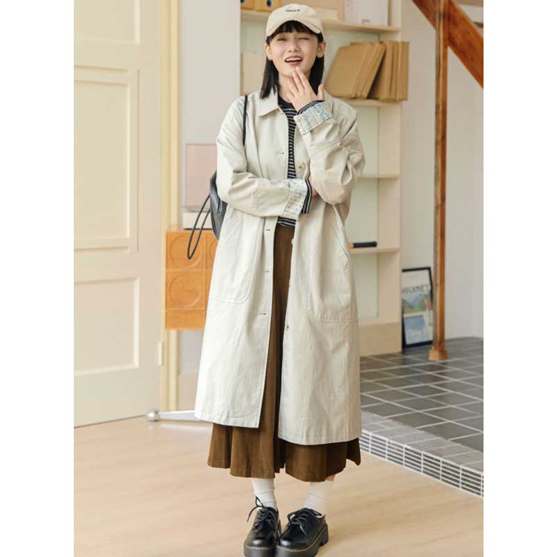 ビッグポケットコットンロングコート(2colors)