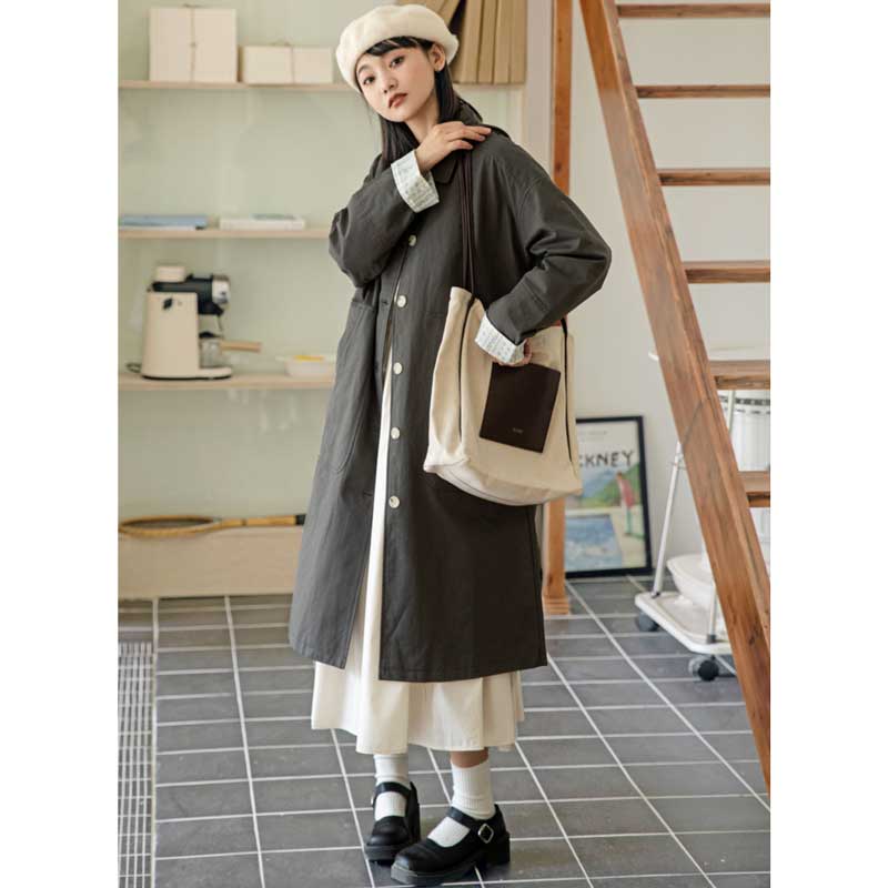 ビッグポケットコットンロングコート(2colors)
