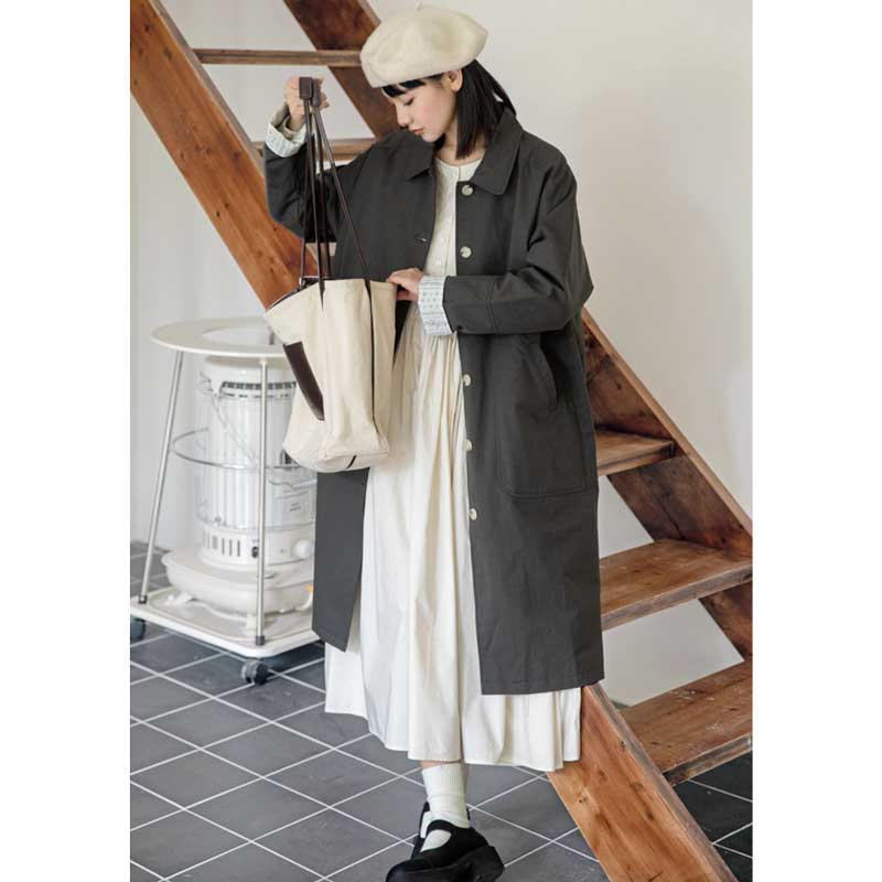 ビッグポケットコットンロングコート(2colors)