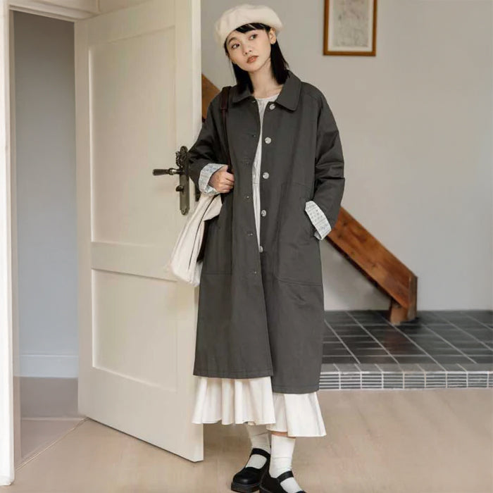 ビッグポケットコットンロングコート(2colors)