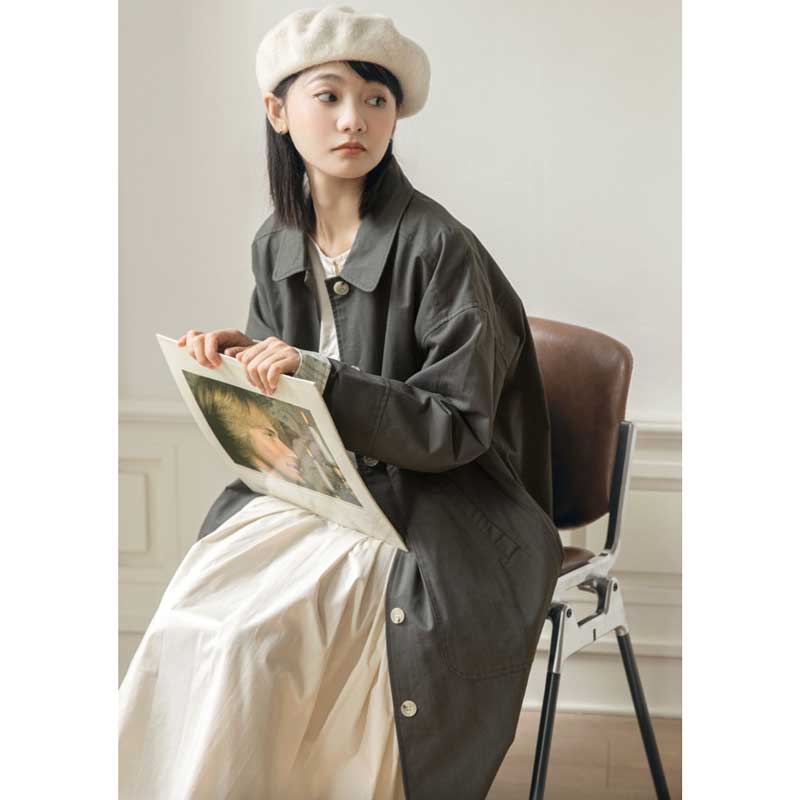 ビッグポケットコットンロングコート(2colors)