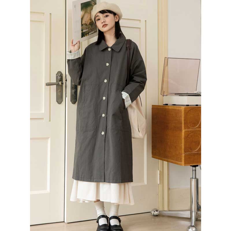 ビッグポケットコットンロングコート(2colors)
