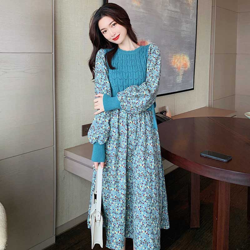 ケーブルニットドッキングワンピース(3colors)