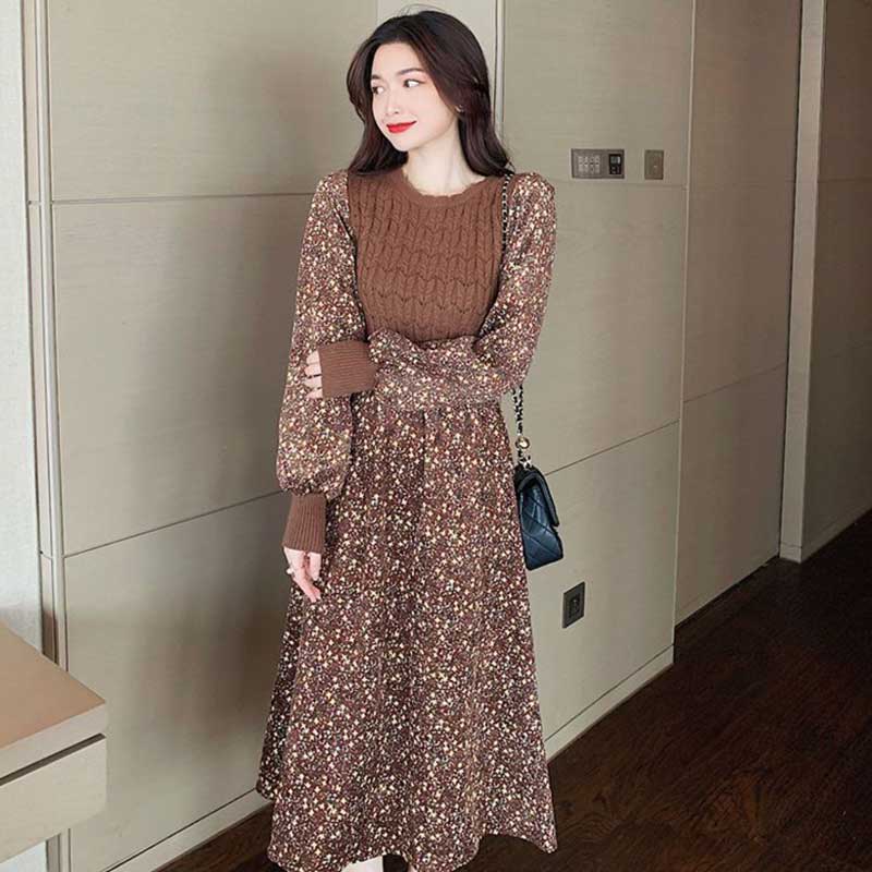 ケーブルニットドッキングワンピース(3colors)