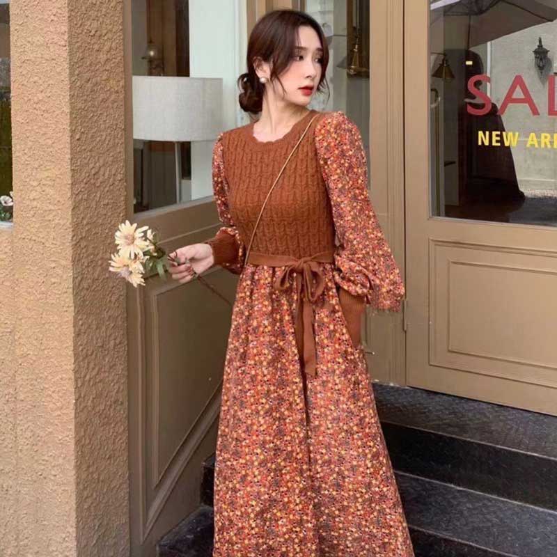 ケーブルニットドッキングワンピース(3colors)