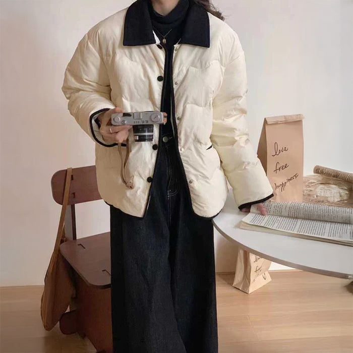 バイカラーショート丈ダウンコート(3colors)