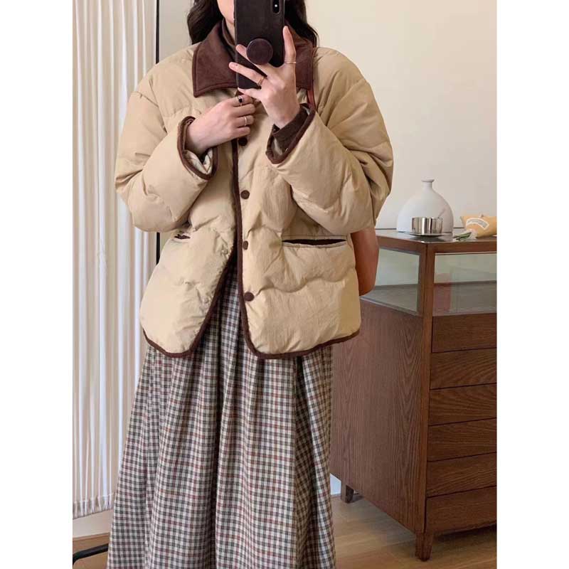 バイカラーショート丈ダウンコート(3colors)