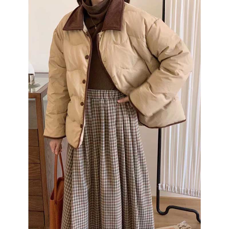 バイカラーショート丈ダウンコート(3colors)