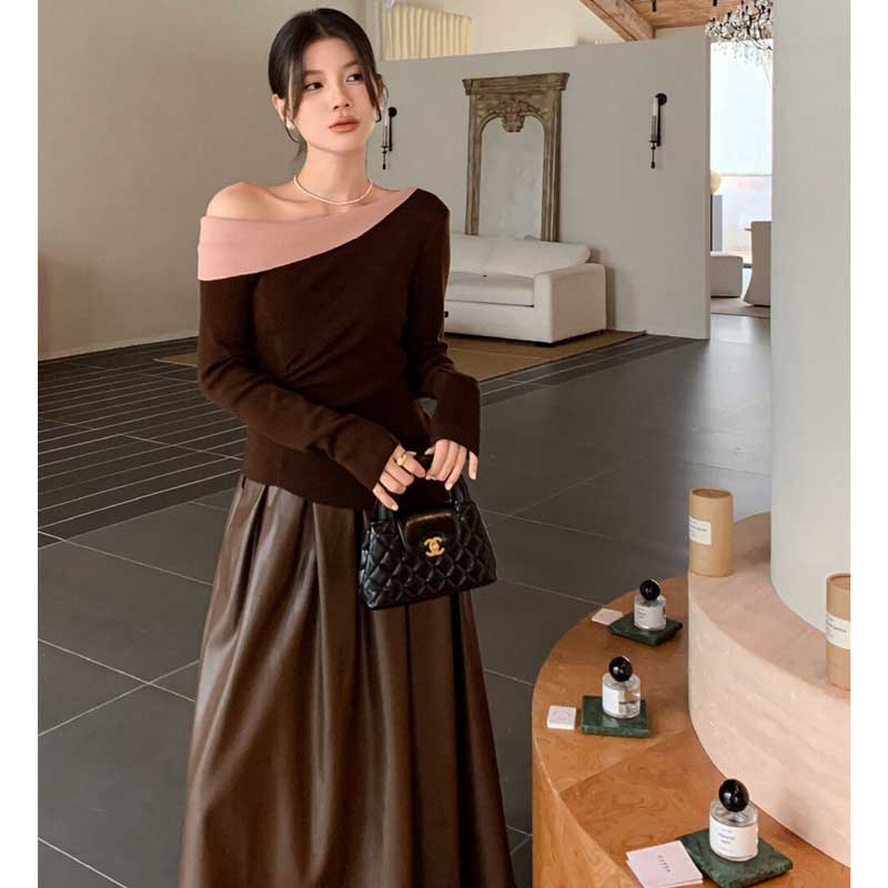 アシンメトリーネックカットソー(3colors)