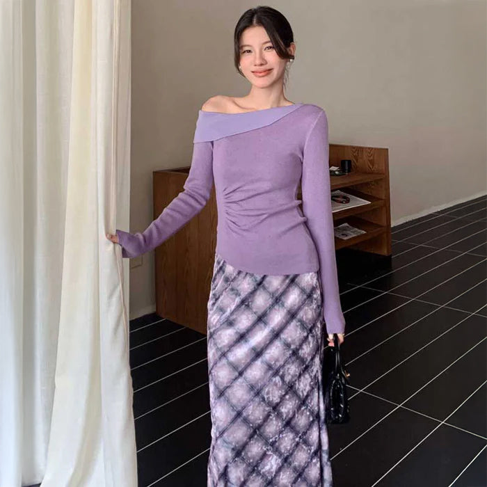 アシンメトリーネックカットソー(3colors)