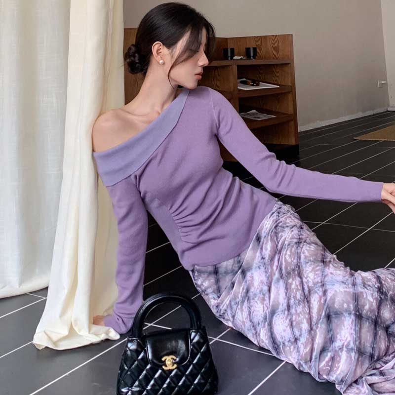 アシンメトリーネックカットソー(3colors)