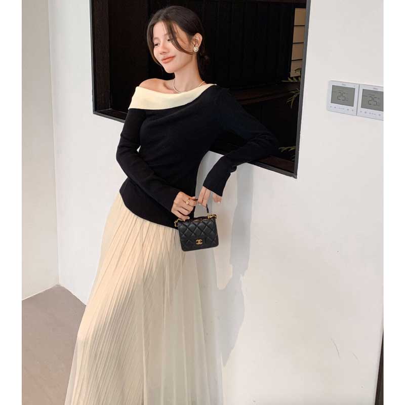 アシンメトリーネックカットソー(3colors)