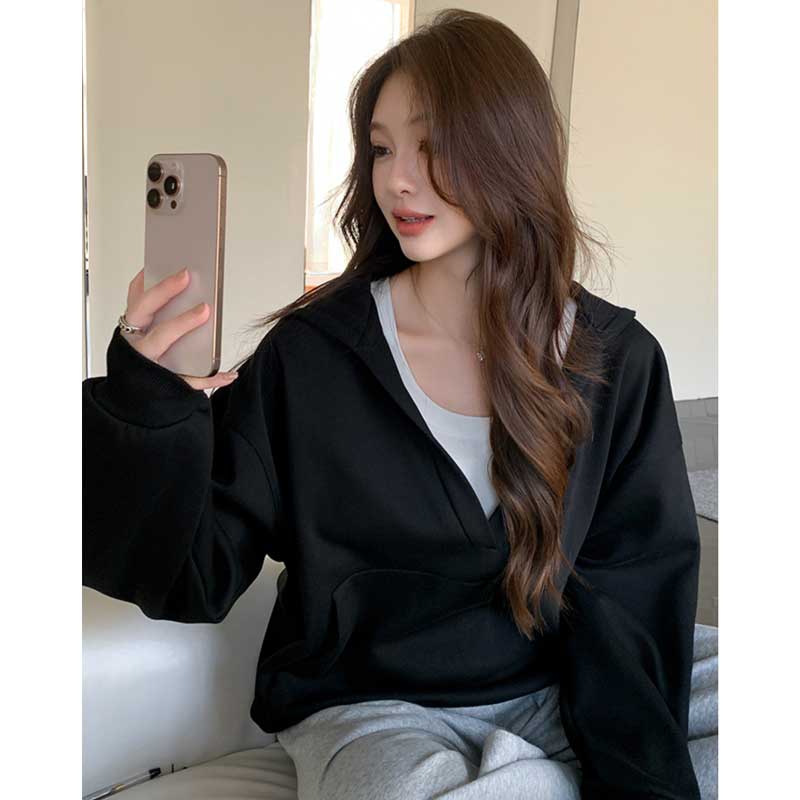 Vネックプルオーバーパーカー(7colors)