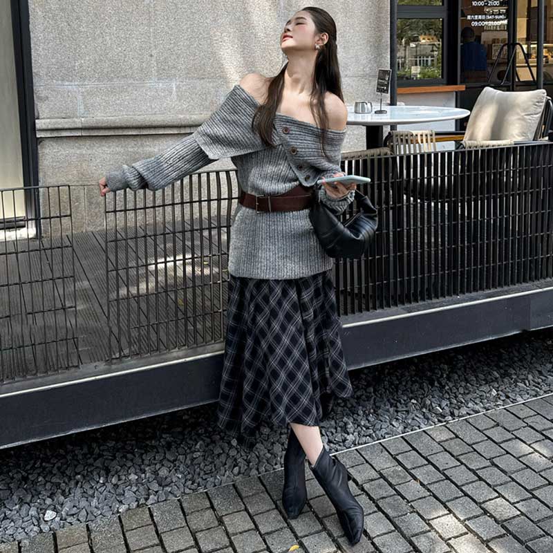 オフショルダーニットトップス(4colors)