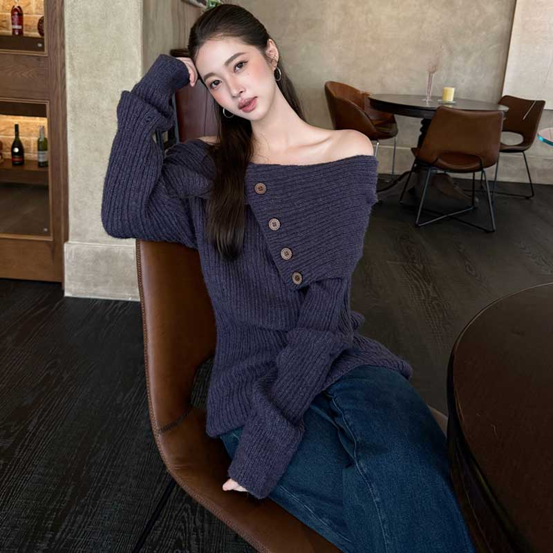 オフショルダーニットトップス(4colors)