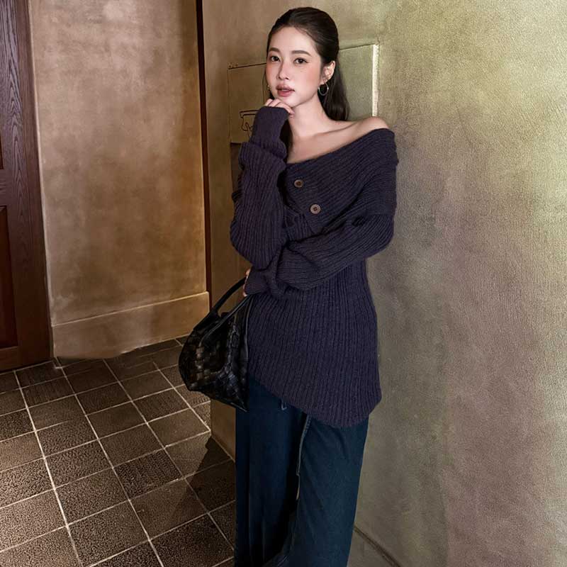 オフショルダーニットトップス(4colors)