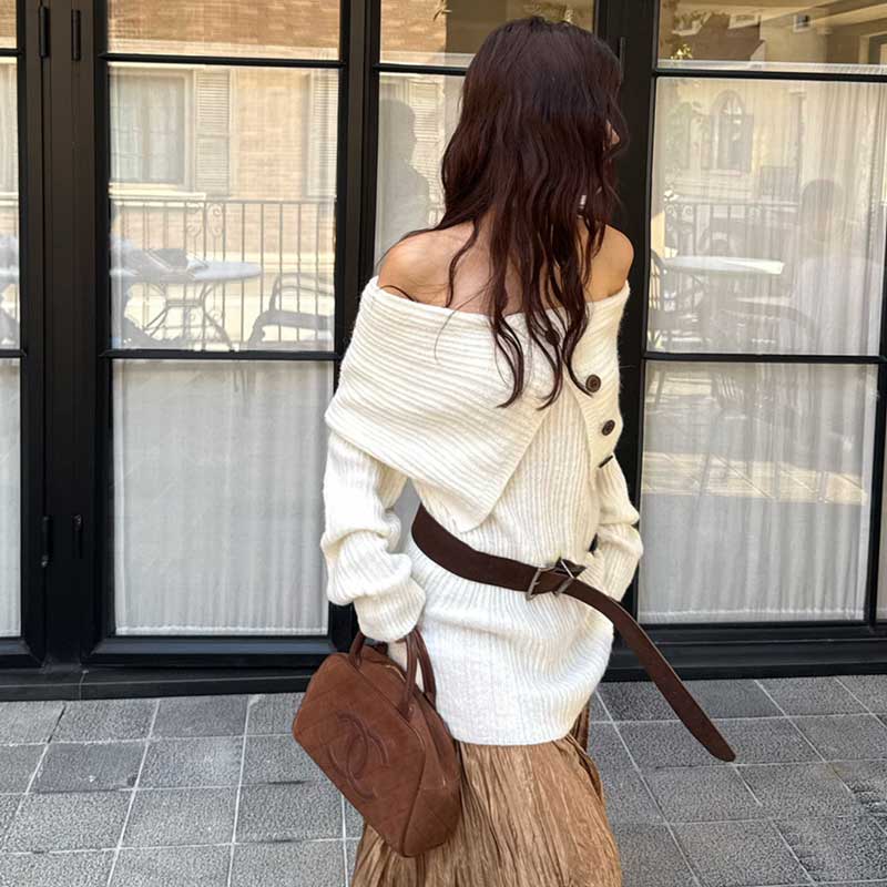 オフショルダーニットトップス(4colors)