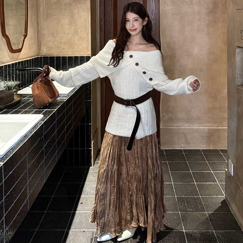 オフショルダーニットトップス(4colors)