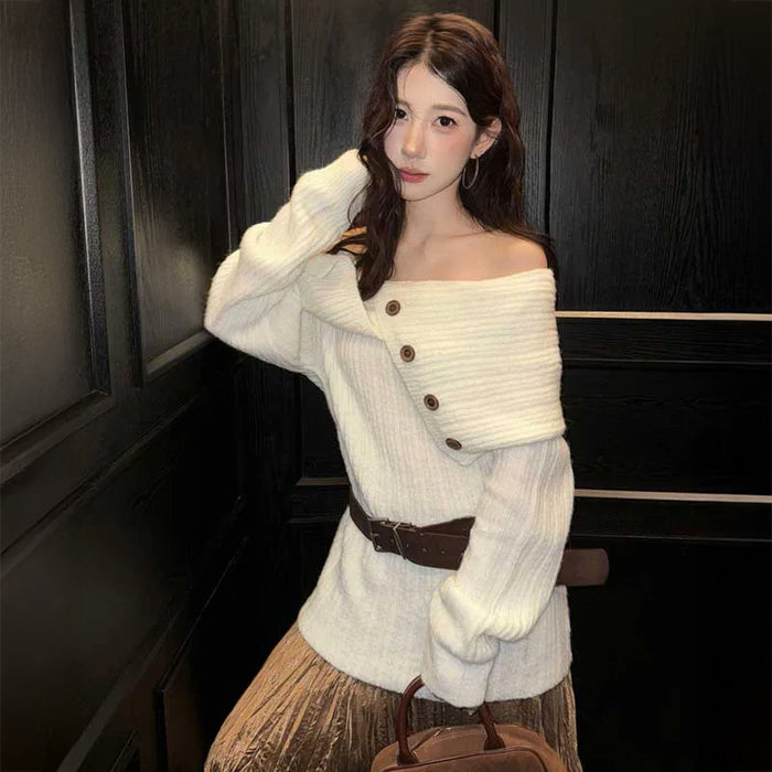 オフショルダーニットトップス(4colors)