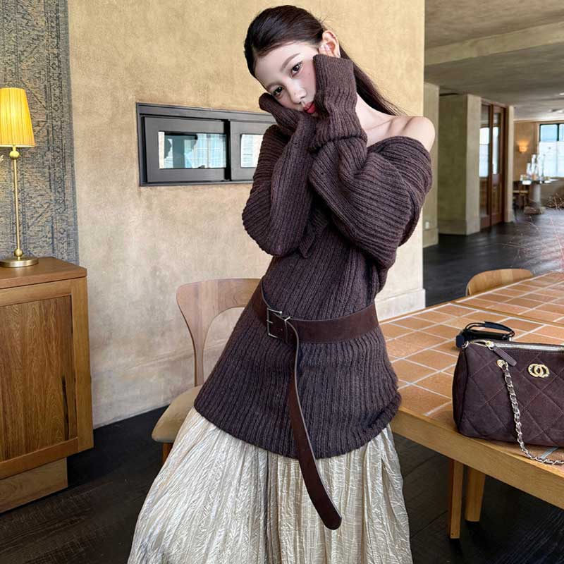 オフショルダーニットトップス(4colors)