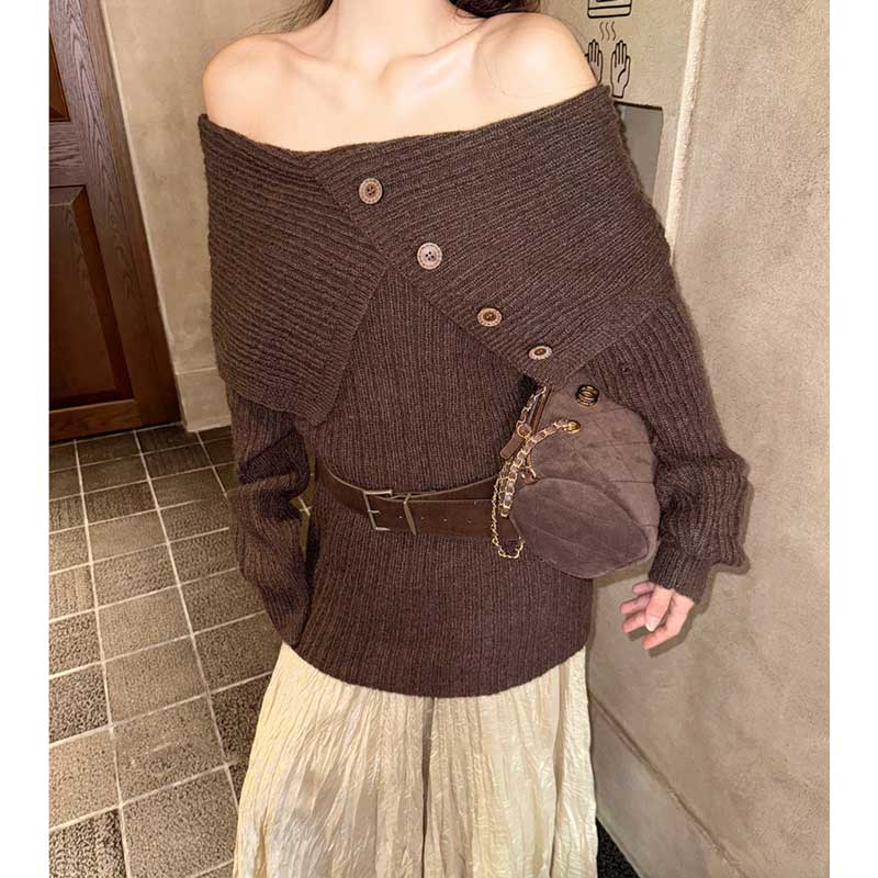 オフショルダーニットトップス(4colors)