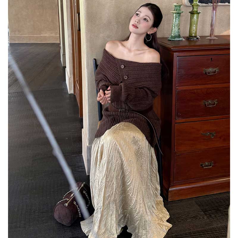 オフショルダーニットトップス(4colors)