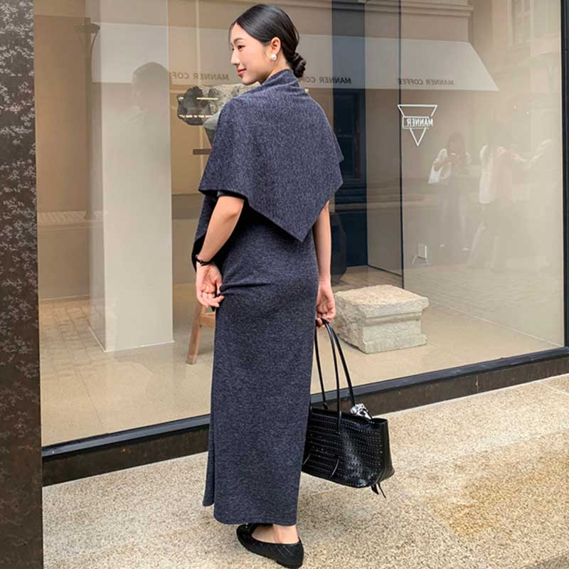 ショール付きハイネックワンピース