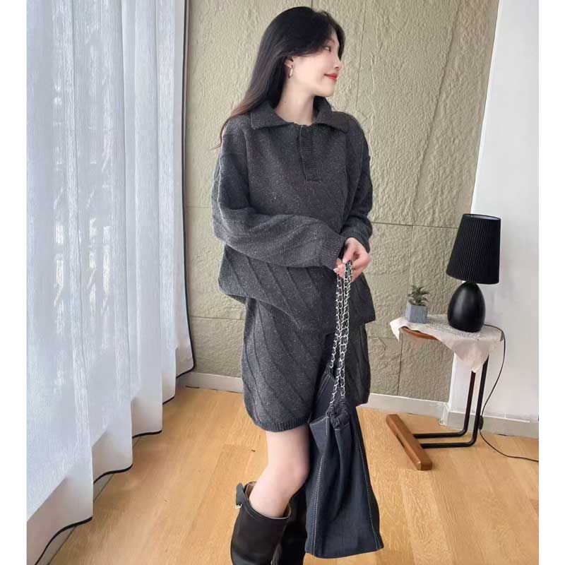 ポロカラーニットセットアップ(3colors)