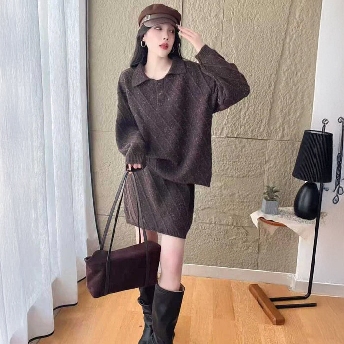 ポロカラーニットセットアップ(3colors)