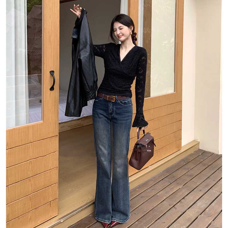 Vネックレースカットソー(2colors)