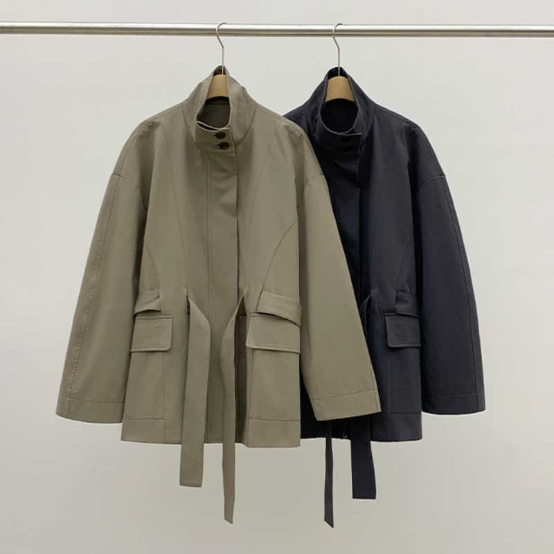 スタンドカラーショートコート(2colors)