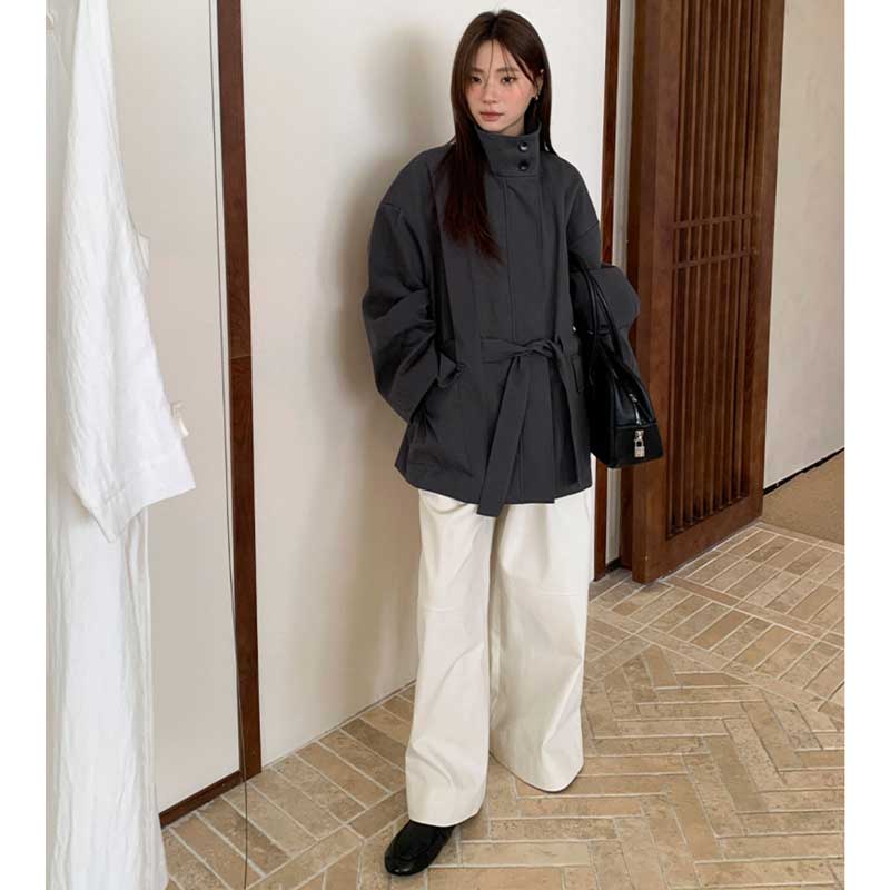 スタンドカラーショートコート(2colors)