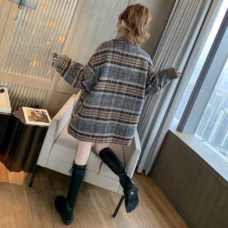 ダブルブレストチェック柄コート(2colors)