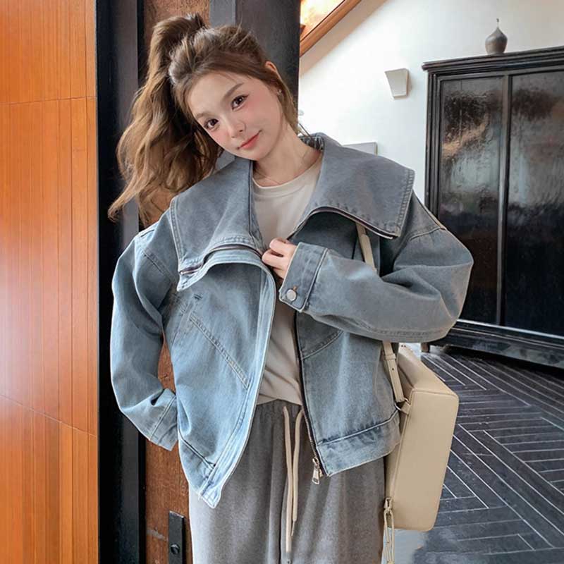 ビッグカラーショート丈デニムジャケット