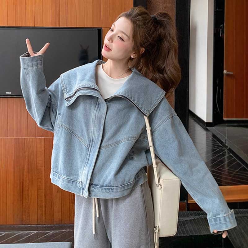 ビッグカラーショート丈デニムジャケット