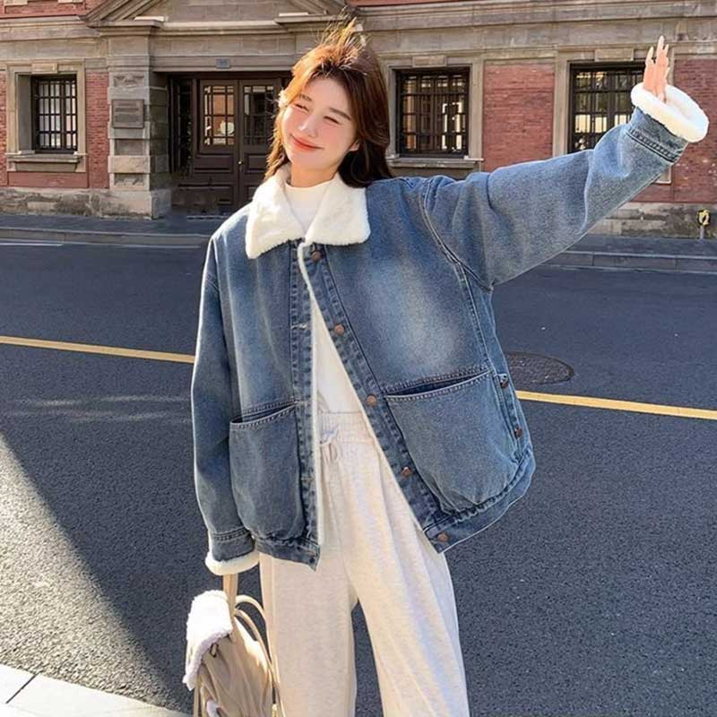 ボア襟デニムジャケット