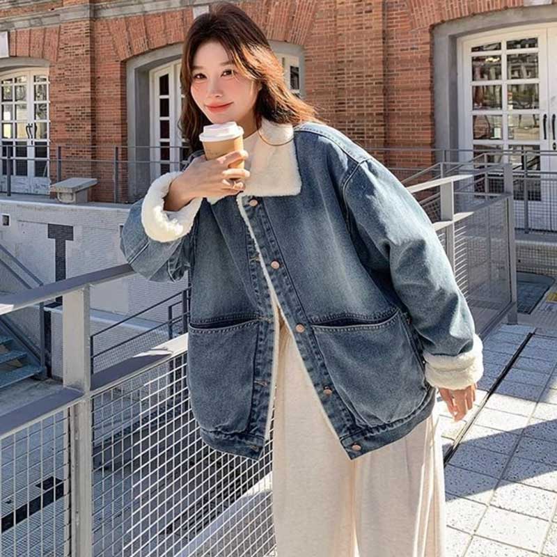 ボア襟デニムジャケット