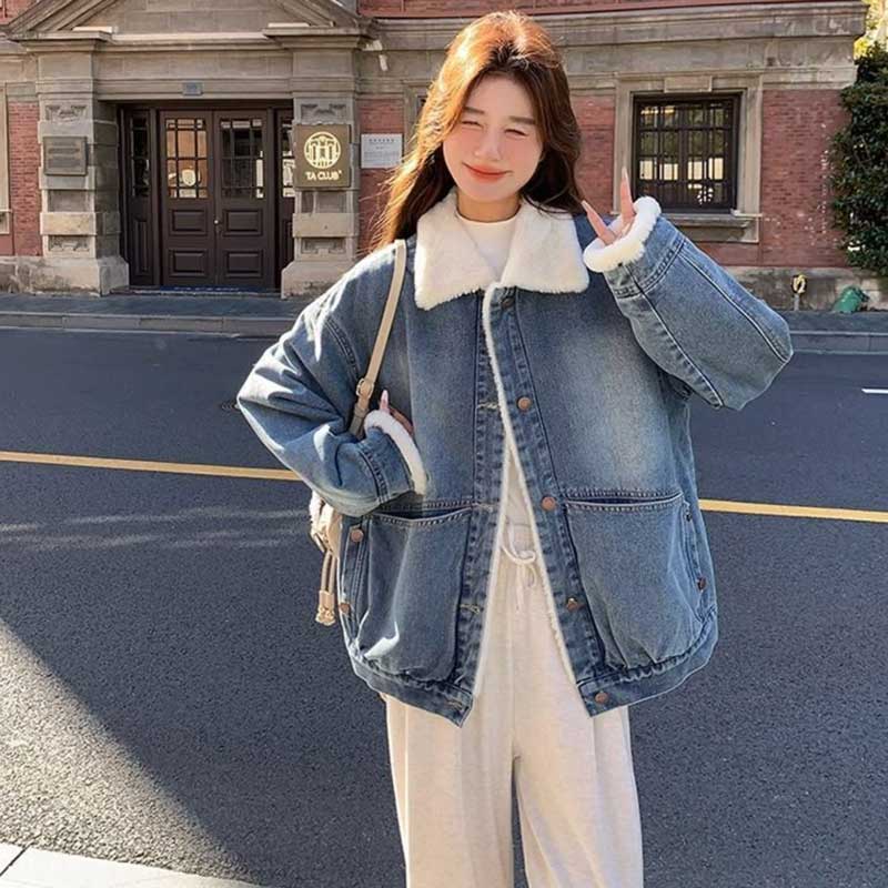 ボア襟デニムジャケット