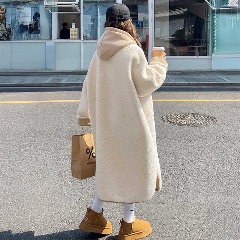 フード付きボアロングコート