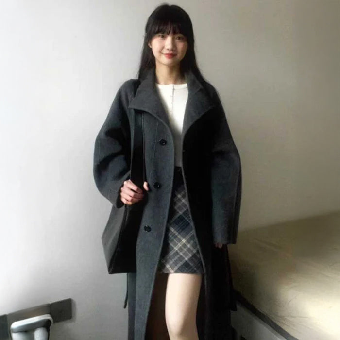 スタンドネックロングコート(2colors)