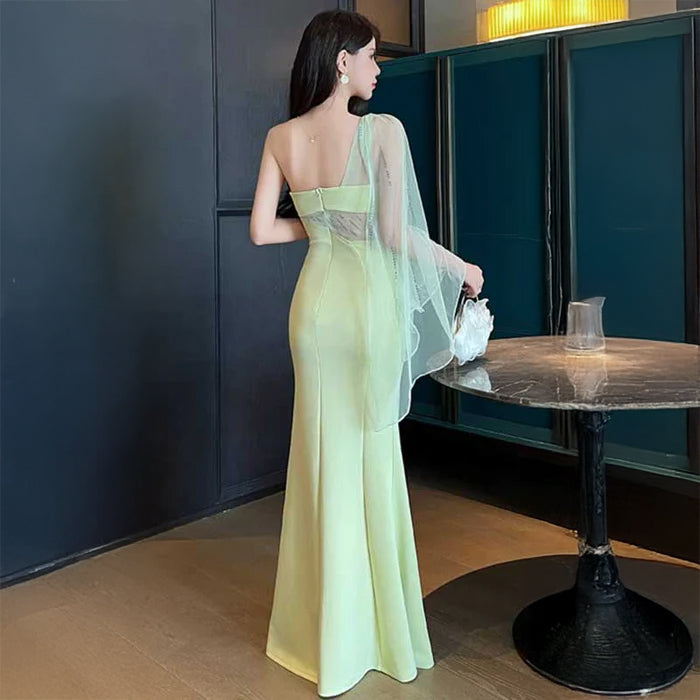 ワンショルダーロングマーメイドドレス(3colors)