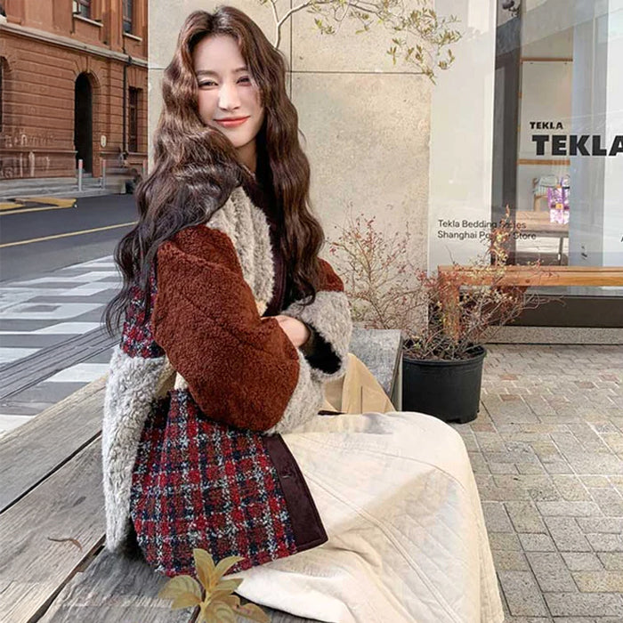 パッチワークボアジャケット