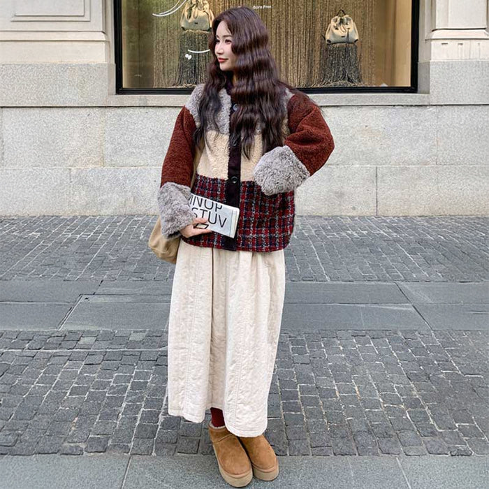 パッチワークボアジャケット