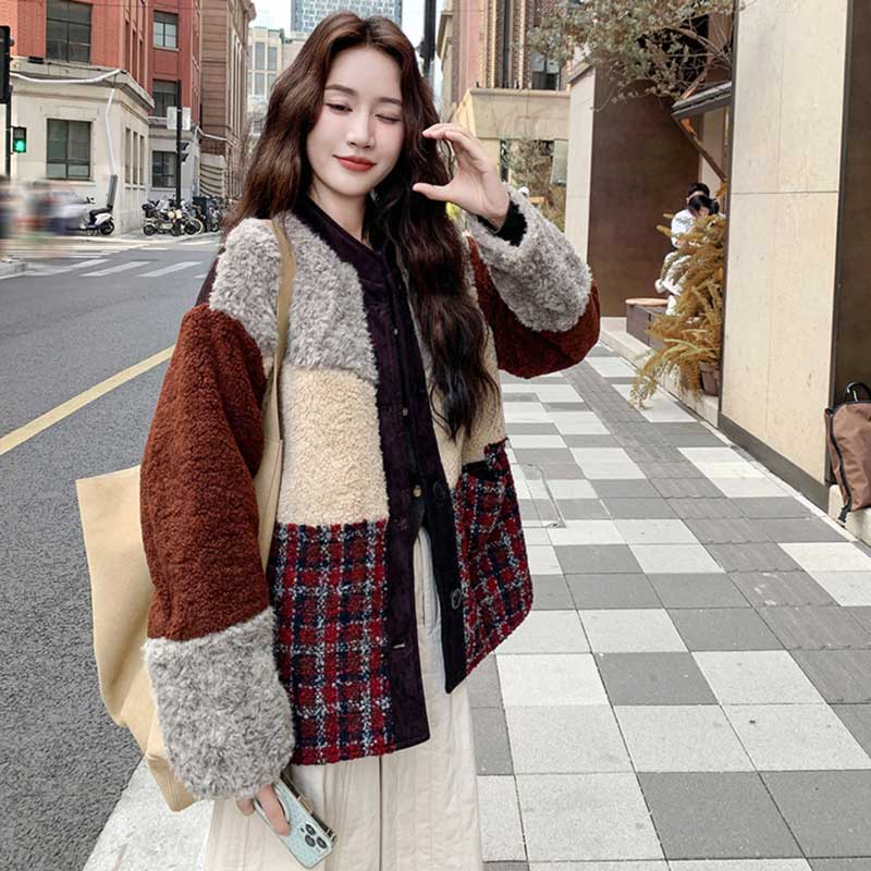 パッチワークボアジャケット