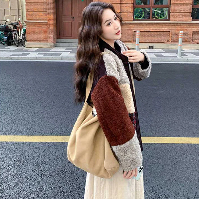 パッチワークボアジャケット