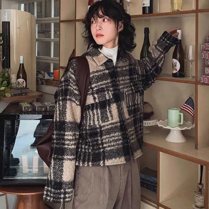 チェック柄ショートブルゾン