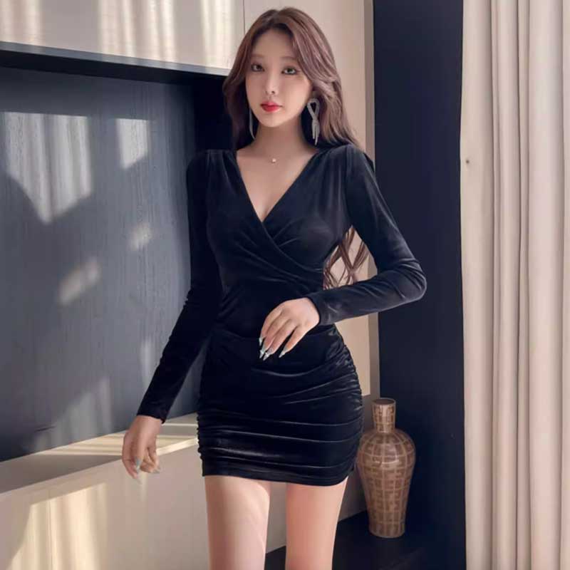 カシュクールベロアワンピース(2colors)