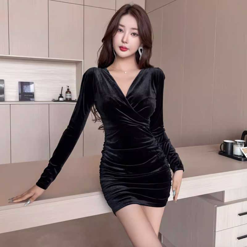 カシュクールベロアワンピース(2colors)