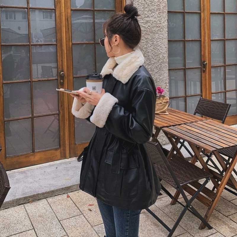 ボアカラーフェイクレザージャケット(2colors)