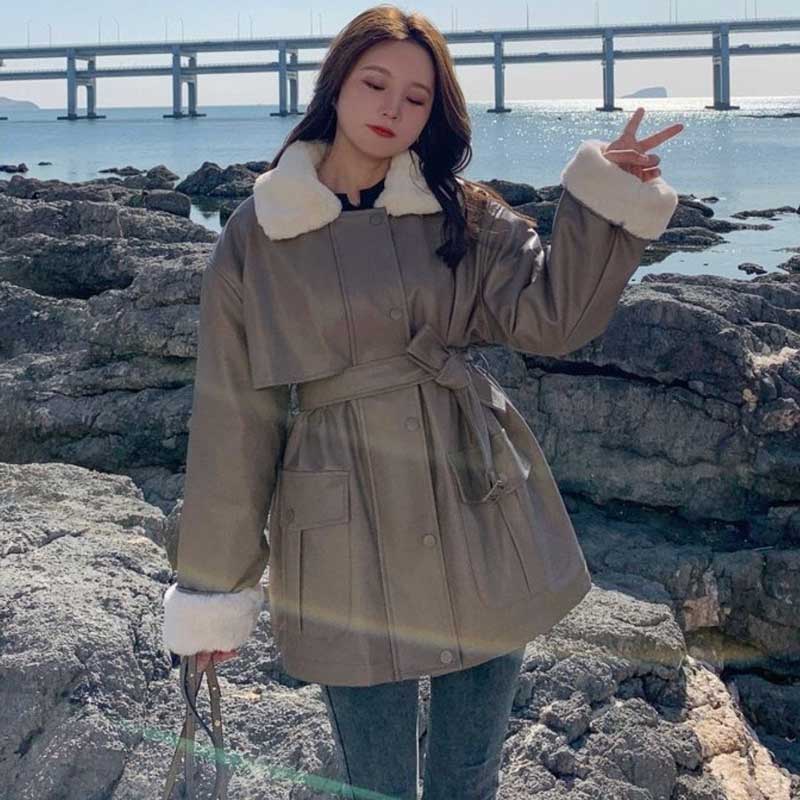 ボアカラーフェイクレザージャケット(2colors)